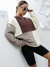 Colorblock Topstitching Drop Shoulder Sweatshirt Sai Feel